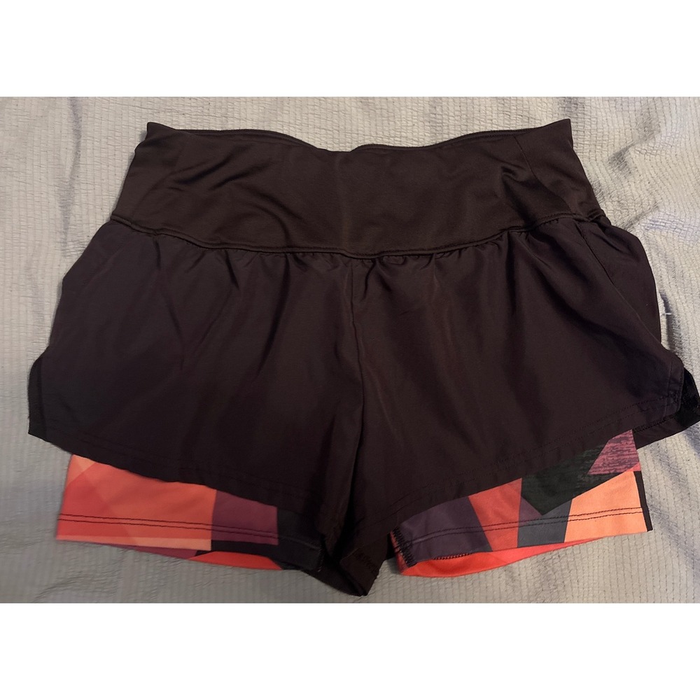 C9 by Champion Women's Black‎ & Multicolored Lined Running Shorts, Small